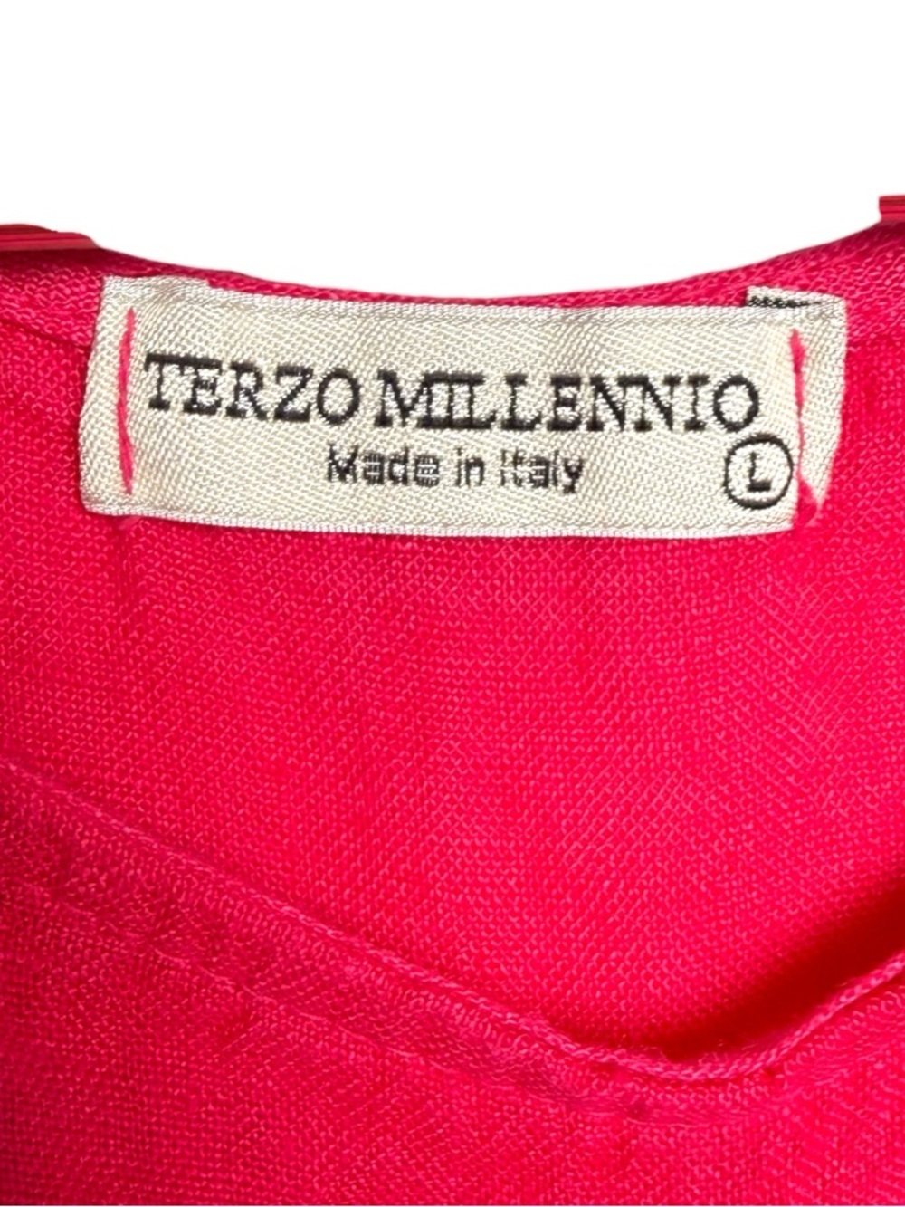Terzo Millennio Top Womens Large Pink Linen Crochet Lace Hem Italy Beachy Tunic - Picture 5 of 6